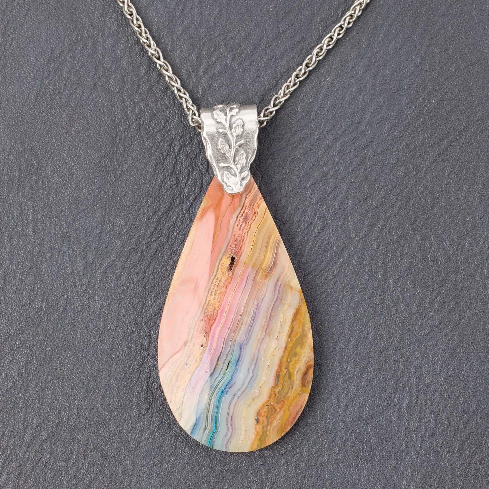 Lace Agate - Sterling Silver Pendant -Pendant Only- Chain not included LA1 - Beaunique Boutique