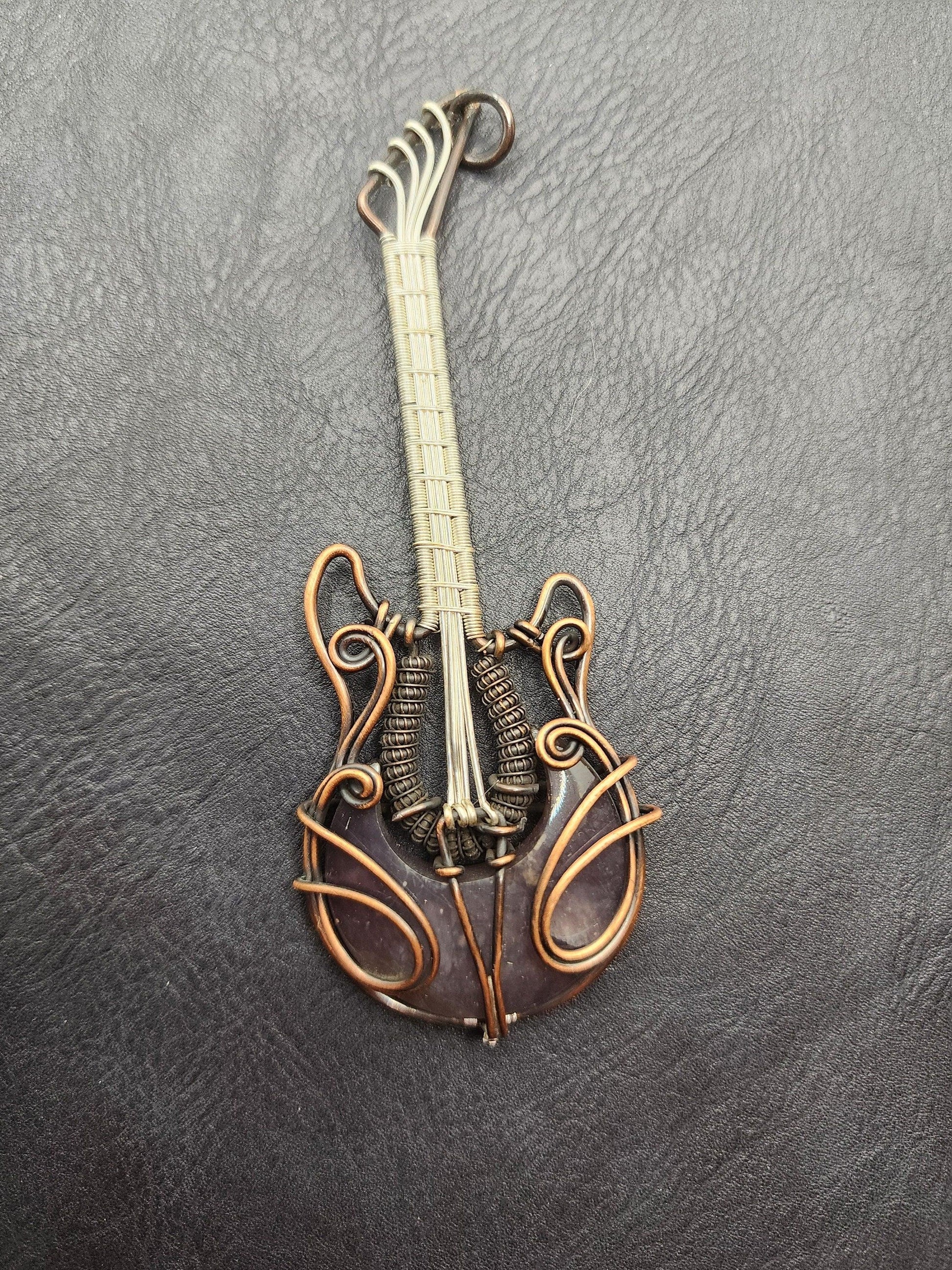 Wire Wrapped Guitar with Grape Agate Stone - SG5 - Beaunique Boutique