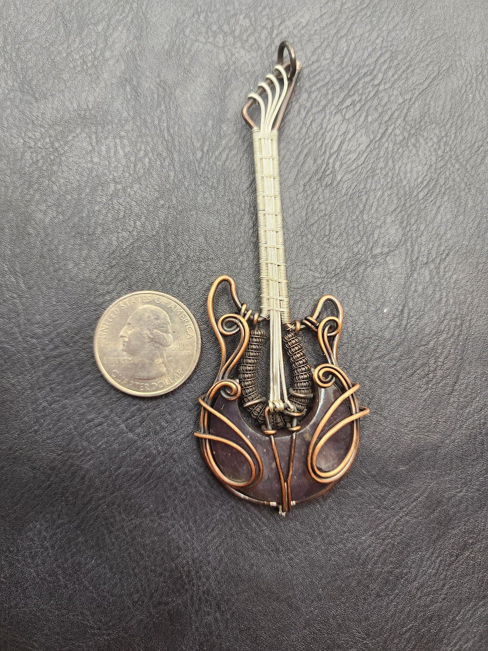 Wire Wrapped Guitar with Grape Agate Stone - SG5 - Beaunique Boutique