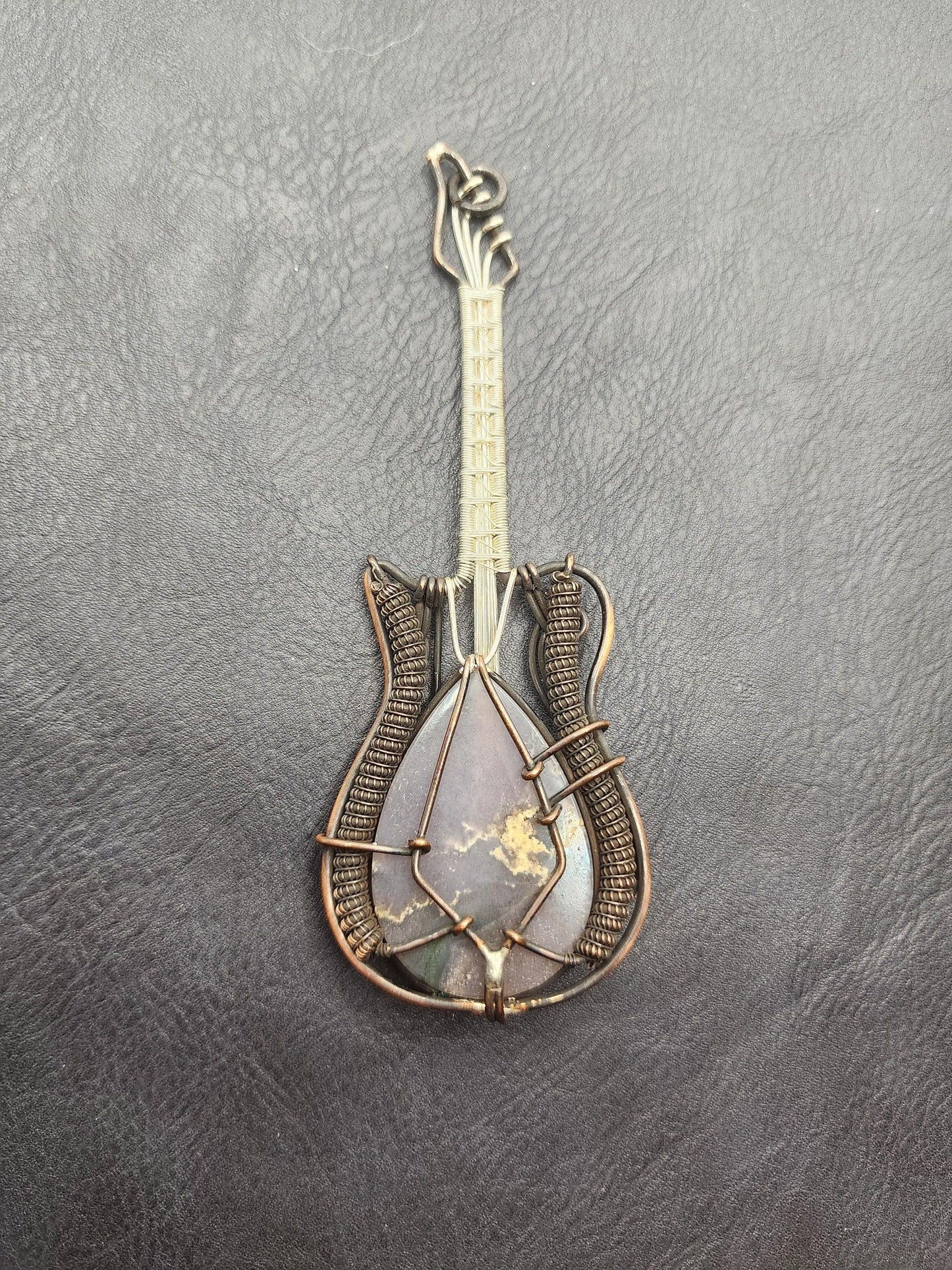 Wire Wrapped Guitar with Purple Moss Agate Stone - SG7 - Beaunique Boutique